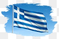 Greece png flag brush stroke sticker, transparent background