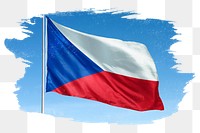 Czechia png flag brush stroke sticker, transparent background
