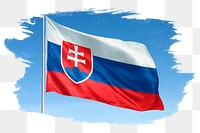 Slovakia png flag brush stroke sticker, transparent background