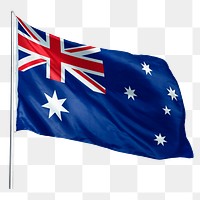 Australia png flag waving sticker, national symbol, transparent background