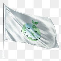 Earth day png flag waving sticker, transparent background