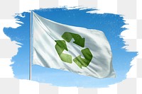 Recycle png flag brush stroke sticker, transparent background
