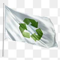 Recycle png flag waving sticker, transparent background