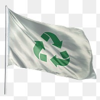 Recycle png flag waving sticker, transparent background
