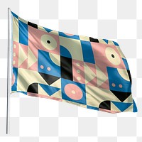 Bauhaus inspired patterned png flag waving sticker, transparent background