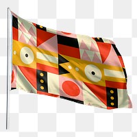 Bauhaus inspired patterned png flag waving sticker, transparent background