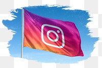 Instagram icon png flag, brush stroke, social media. 25 MAY 2022 - BANGKOK, THAILAND