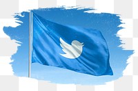 Twitter icon png flag, brush stroke, social media. 25 MAY 2022 - BANGKOK, THAILAND
