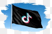 Tik Tok png icon flag, brush stroke, social media. 25 MAY 2022 - BANGKOK, THAILAND