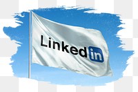 Linkedin icon png flag, brush stroke, social media. 25 MAY 2022 - BANGKOK, THAILAND
