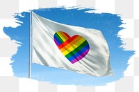 Rainbow heart png flag brush stroke sticker, transparent background