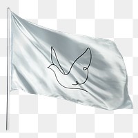 Dove png flag waving sticker, line art, transparent background