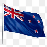 New Zealand png flag waving sticker, national symbol, transparent background