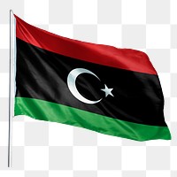 Libya png flag waving sticker, national symbol, transparent background