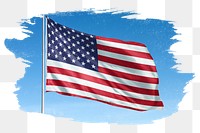 United States, US png flag brush stroke sticker, transparent background