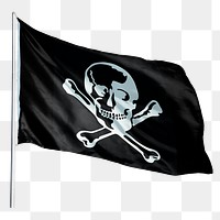 Pirate skull png flag sticker, transparent background