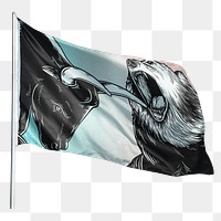 Bull and bear png flag sticker, transparent background