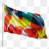 Abstract painting png flag sticker, transparent background