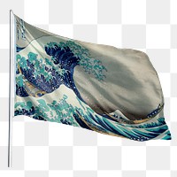 Hokusa's wave png flag sticker, remixed by rawpixel.