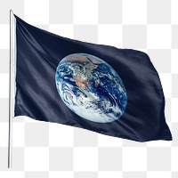 Earth png sticker, blue flag transparent background