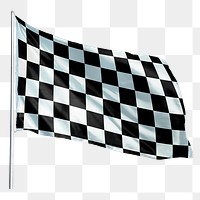 Waving checkered racing flag sticker, transparent background