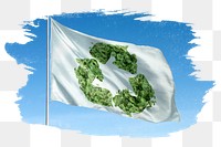 Recycle tree png flag brush stroke sticker, transparent background