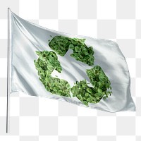 Recycle tree png flag waving sticker, transparent background