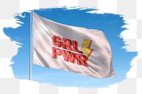 Girl power png flag brush stroke sticker, transparent background