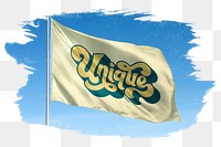 Waving unique png flag, brush stroke, transparent background