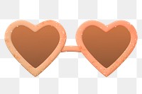 Heart sunglasses png sticker, 3D rendering, transparent background