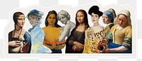 PNG famous artworks sticker, women of great masterpiece paintings in transparent background, remix by rawpixel