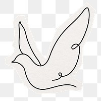 Dove bird png, line art digital sticker, collage element in transparent background