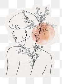 PNG feminine line art sticker, transparent background