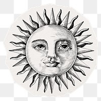 Sun face png digital sticker, collage element in transparent background