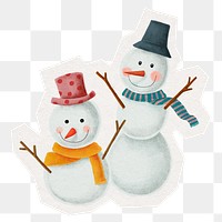 Winter snowmen png digital sticker, collage element in transparent background