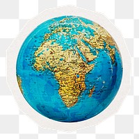 Earth globe png digital sticker, collage element in transparent background