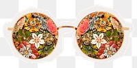 PNG floral glasses, positive perspective, mental health collage element in transparent background