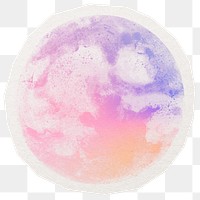 PNG aesthetic full moon sticker, collage element in transparent background