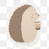 Cute hedgehog png digital sticker, collage element in transparent background