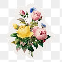 Flower png sticker, watercolor illustration in transparent background