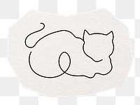 Cat png sticker, pet animal line art illustration in transparent background