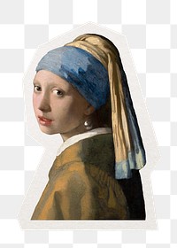 PNG Girl with a Pearl Earring, Vermeer's artwork in transparent background, remix by rawpixel