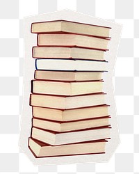 Book stack png, education sticker, transparent background