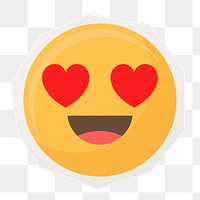 Heart eyes png, emoji sticker, social media collage element in transparent background