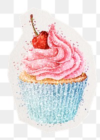 Cupcake png digital sticker, collage element in transparent background