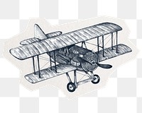 Vintage airplane png sticker, collage element in transparent background