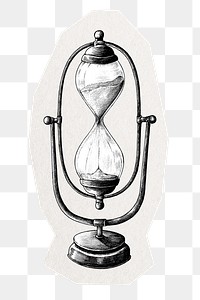Antique hourglass png sticker, collage element in transparent background