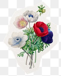 Flower png bouquet sticker, watercolor illustration in transparent background