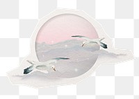 Aesthetic seagulls  png digital sticker collage element, transparent background