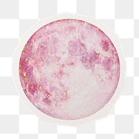 PNG aesthetic pink moon digital sticker, collage element in transparent background